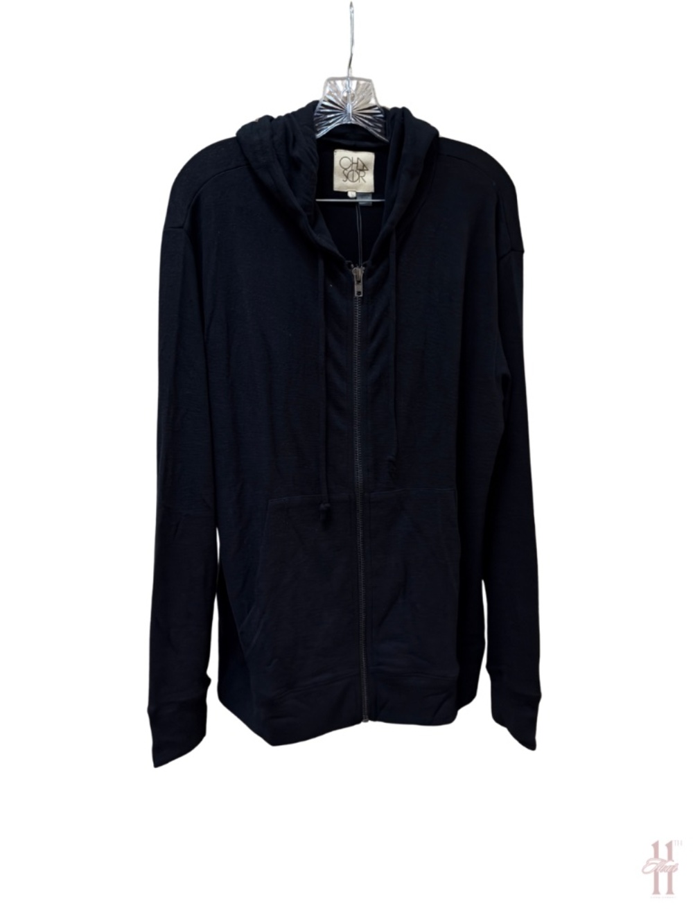 NEW Chaser Black Front Zip Long Sleeve Hoodie Sweatshirt - Women's Large